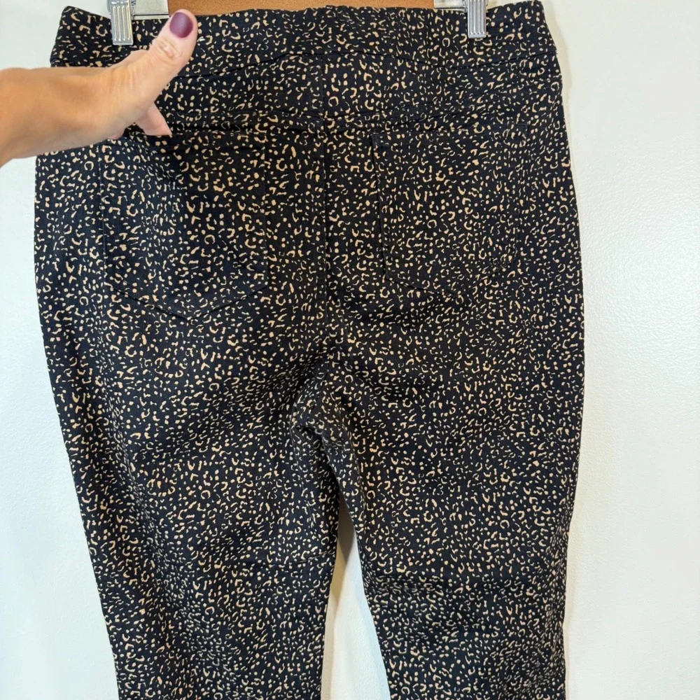 Chicos Jeggings Leopard Print Black Tan Stretch Pants Womens Size 2 US 12 Hoiday